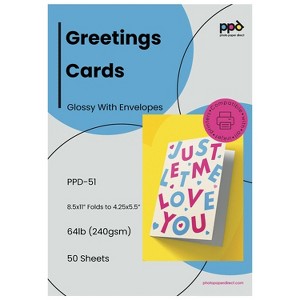 PPD Glossy Printable Greeting Cards 8.5x11" 50 sheets 260 gsm for Inkjet printers - 1 of 4