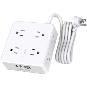 Itopfox Surge Protector Power Strip with 6 Ft Flat Plug Extension Cord, 8 Outlets & 4 USB Ports (1 USB C), 3 Side Outlet Extender for Home Office - 1 of 4