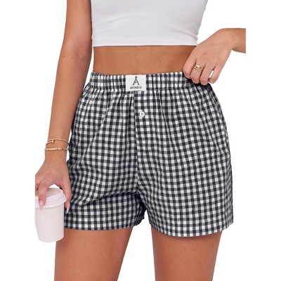 Shorts for Women Summer Casual Lounge Beach Bottoms Pajama Plaid Boxer Shorts