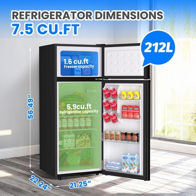 7.5 Cu. Ft. Compact Refrigerator | Two Door Mini Fridge with  for Dorm, Office, Bedroom, Kitchen, Bar Use