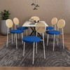 LeisureMod Velvet Dining Chair with Rattan Back, Set of 2 Side Kitchen Chair with Stainless Steel Base Euston Collection - 3 of 4