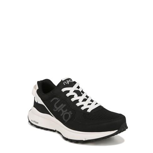 Ryka Womens Jog On Lace Up Sneaker Black/white 6.5 W : Target