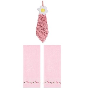 REGALWOVEN 3 Pcs Floral Soft Absorbent Hand Towel for Bathroom Kitchen - 1 of 4