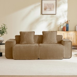 Racxily Modular Sofa, Velvet Couches with Soft Seats & Back, Upholstered Couches for Living Room Bedroom - 1 of 4