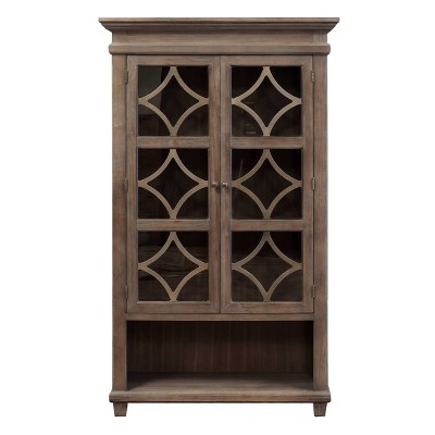 Carson Glass Display Cabinet Brown - Martin Furniture: Solid Wood, Veneer, Adjustable Shelves