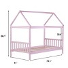 Fontoi Beds, Twin Size Bed, Wood Bed with Headboard for Girls and Boys, Pink, 41"*68.1"*79.1" - 2 of 4