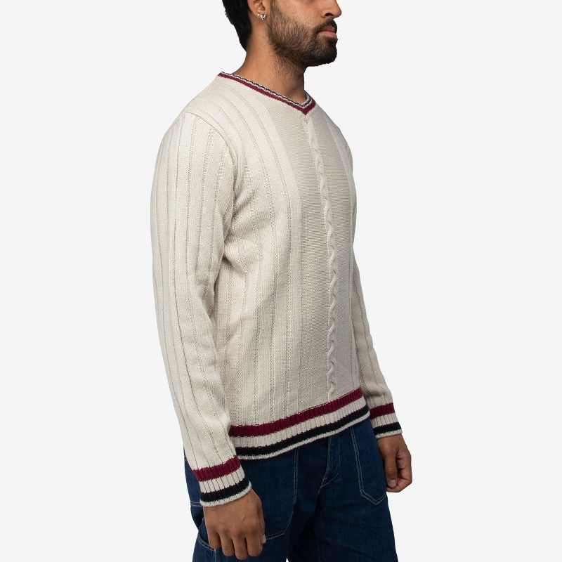 X RAY Men's Cable Knit Tipped V-Neck Sweater, 3 of 6