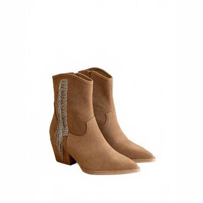 Women's Wo's Rhinestone Fringe Cow Western Boot - OASIS SOCIETY