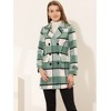 Allegra K Women's Notched Lapel Double Breasted Winter Plaids Overcoat - 2 of 4