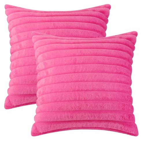 Very Soft and Comfy Plush Long Faux Fur 18 x 18 Throw Pillows, 2