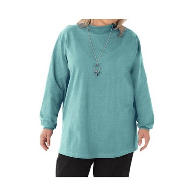 Women's Cotton Jersey Mock Long Sleeve Top - Plus - On The Plus Side