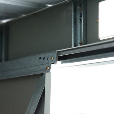 Green and White Metal Garden Storage Shed with Windows