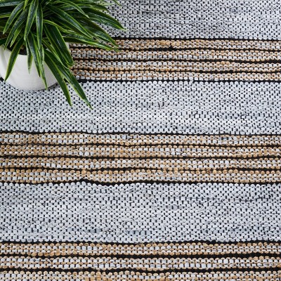Mod-Chic Gray and Natural Handwoven Cotton-Cowhide Area Rug - 2' x 3'