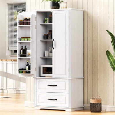 71" Tall Kitchen Pantry Cabinet, Freestanding Cupboard Storage Cabinet with 2 Drawers, Kitchen Hutch Cabinet for Living Room Hallway Bathroom