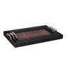HomeRoots Set of Three Brown Rectangular Wood Handmade Serving Tray With Handles - 4 of 4