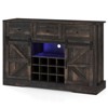 Tangkula Wine Bar Cabinet w/LED Lights & Doors Coffee Station w/ Adjustable Shelves Racks - 2 of 4