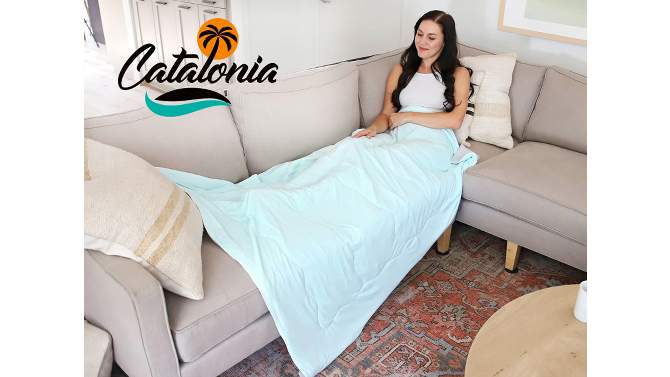 Catalonia Reversible Cooling Blanket, Lightweight Summer Comforter for Hot Sleepers, Silky Soft Summer Duvet Throw Size, 50x60 inches, Soft Breathable, 2 of 9, play video