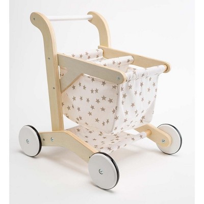Wooden Shopping Cart with Rolling Wheels Walker for toddlers