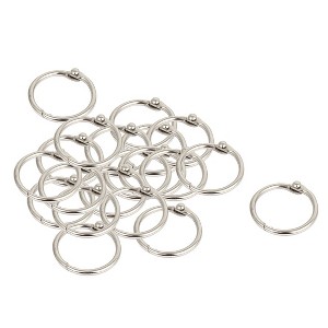 Unique Bargains Metal Book Calendar Loose Leaf Binder Ring Silver Tone 0.8" Inner Dia 20 Pcs - 1 of 4