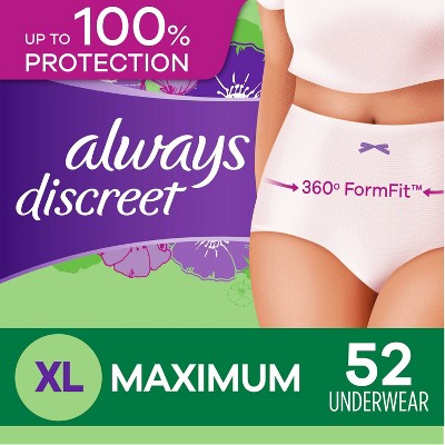 Always Discreet Incontinence & Postpartum Incontinence Underwear for Women - Maximum Protection - XL