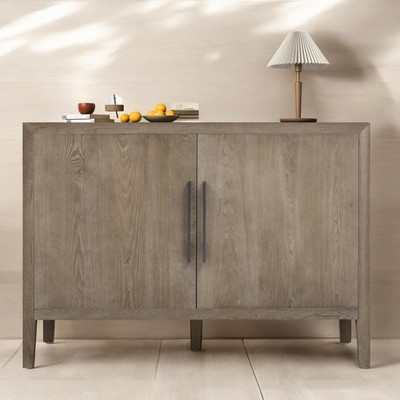 Storage Cabinet Sideboard with 2 Metal Handles & 2 Doors, MDF Wooden Sideboard Buffet Cabinet for Hallway,Adjustable Shelves,Oak Legs,Freestanding