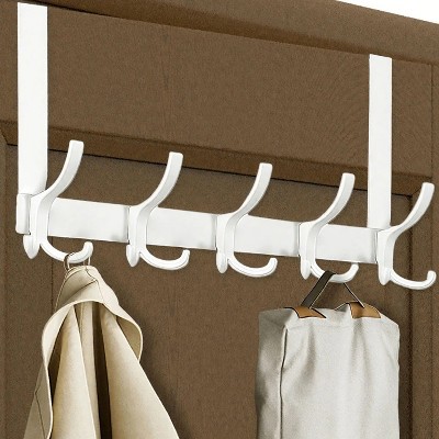 LunaLulinlk Over The Door Hooks Over The Door Hanger, Over The Door Towel Rack for Bathroom with 5 Triple Coat Hooks (White)