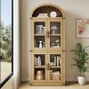 72" Tall Arched Farmhouse Bookcase with Doors, Wooden Display Cabinet with Storage Shelves - 4 of 4