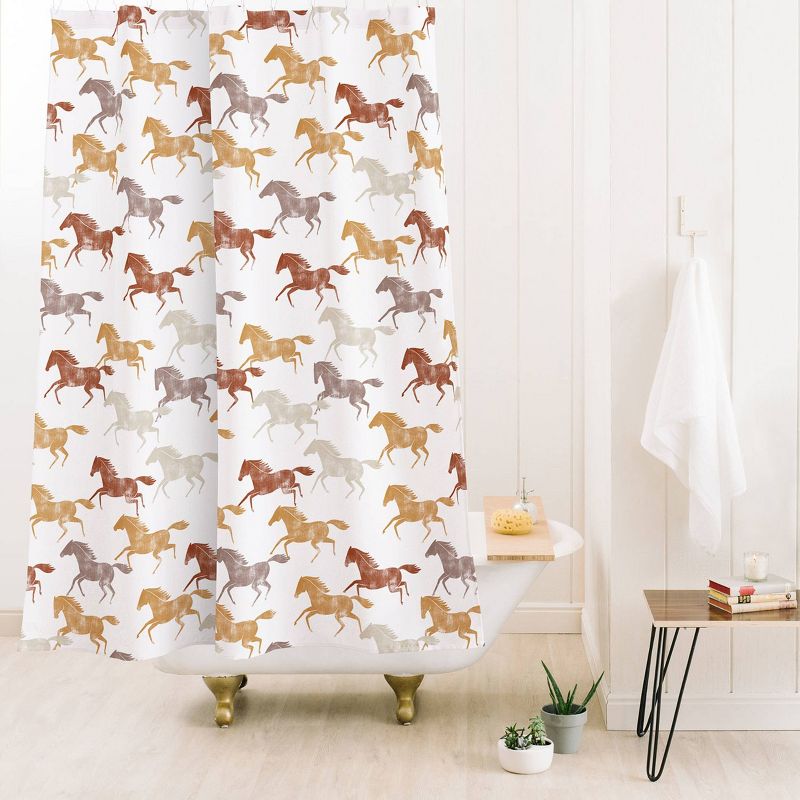 Little Arrow Design Co Wild Horses Shower Curtain Orange - Deny Designs, 3 of 5