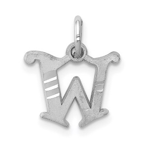 Black Bow Jewelry 14k White Gold, Isabelle Collection, Mini Letter W Initial Charm - 1 of 4