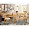HomeStock 5-Piece Rectangle Natural Oak Finish Solid Wood Top Dining Table with 2 Benches, 2 Chairs - 2 of 4