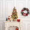 3ft Pre-Lit Small Snow Flocked Christmas Tree, Mini Christmas Tree with 78 Led Lights Cloth Bag Base & Pine Cones & Red Berries - 4 of 4