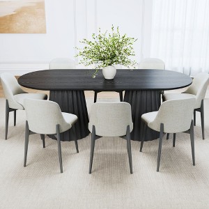 86 inch Double-base Oval Black Dining Table with 8 Dining chairs Suitable for Dining Room / Living Room - 1 of 4