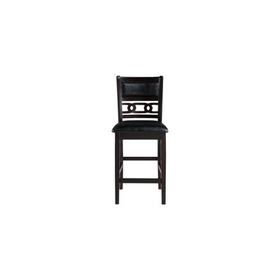 Gia Ebony Black Solid Wood Counter Stools with Upholstered Cushions, Set of 2