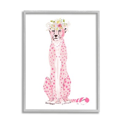 Stupell Industries Pink Leopard Floral Garland Framed Giclee