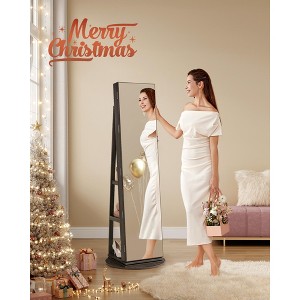 SONGMICS 6 LEDs Lockable Mirror Jewelry Cabinet, Jewelry Organizer, Standing Jewelry Armoire, Frameless Full-Length Mirror, 3 Storage Shelves - 1 of 4