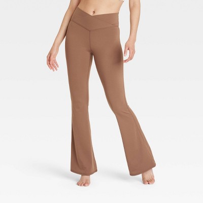 Women's High Rise Crossover Waistband Flare Leggings - Joylab™ Brown M ...