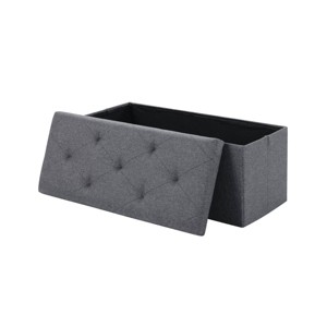Syemin Ottomans and Benches 35" Folding Storage Ottoman Bench Ottoman Foot Rest End of Bed Bench Storage Chest Bedroom Bench, Grey, 35.4"*15"*15" - 1 of 4