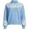 Lands' End Women's Fuzzy Turtleneck Lantern Sleeve Jacquard Sweater - 3 of 4