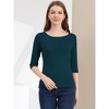 INSPIRE CHIC Women's Classic Solid Elbow Sleeves Round Neck Slim Fit T-Shirts - 3 of 4
