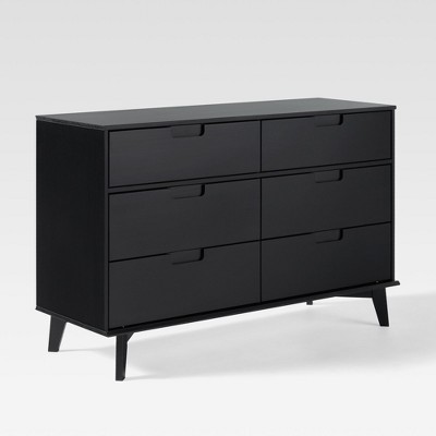Saracina Home Mid Century Modern Groove Wood 6 Drawer Dresser