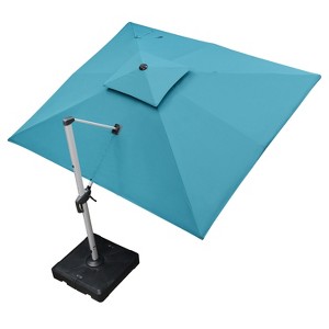 PURPLE LEAF Patio Outdoor Cantilever Umbrella with Heavy Duty Base Large Rectangle Umbrella Windproof Offset Umbrella for Garden Deck Pool - 1 of 4