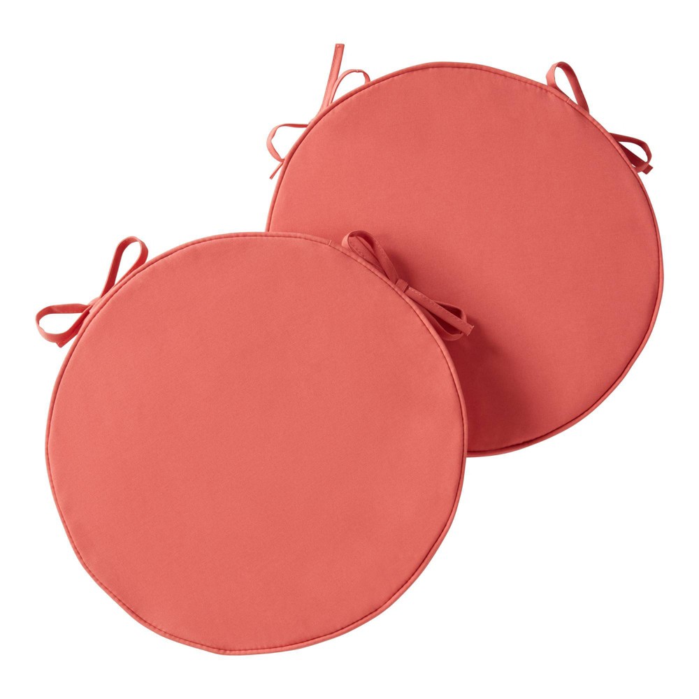 Photos - Pillow Kensington Garden 2pc 18" Round Outdoor Chair Cushions Coral: Water & Stai