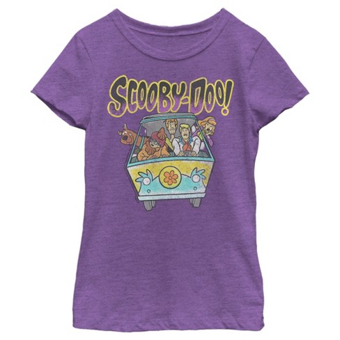 Girl's Scooby Doo Retro Gang in the Van T-Shirt - Purple Berry - Large