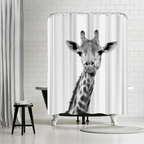 Hand Painted Animal Giraffe Bathroom Polyester Fabric Shower Curtain Set 71Inch 