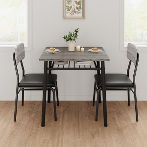 3-Piece Dining Table Set for 2 with Storage Rack, Wood Kitchen Table with Upholstered Chairs Set of 2 - 1 of 4