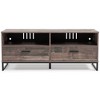 59" Neilsville TV Stand for TVs up to 63" Medium Brown/Beige - Signature Design by Ashley: Rustic Console with Open Shelving - 3 of 4
