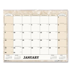 Recycled Monthly Horizontal Wall Calendar, Marble Stone Artwork, 14.88 x 12, White/Sand Sheets, 12-Month (Jan to Dec): 2026 - 1 of 4