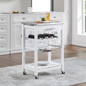 SEVOBAL Kitchen Carts and Islands Mobile Rolling Kitchen Trolley Serving Cart Mobile Kitchen Cart Serving Utility Carts, White, 22.76"*15.75"*33.35" - 1 of 4