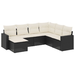 vidaXL Garden Sofa Set Black PE Rattan Large Adjustable Feet - 1 of 4