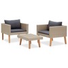 vidaXL 3 Piece Patio Lounge Set with Cushions Poly Rattan Beige - 4 of 4